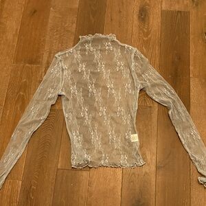 Chic Sheer Gray Lace Women's Blouse